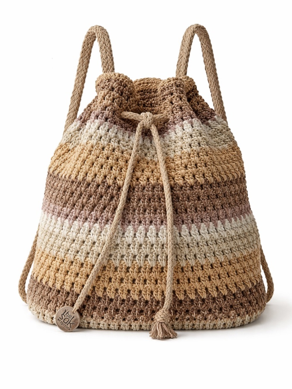 The Sak Crochet Drawstring Backpack Boho Bucket Bag - Picture 10 of 10